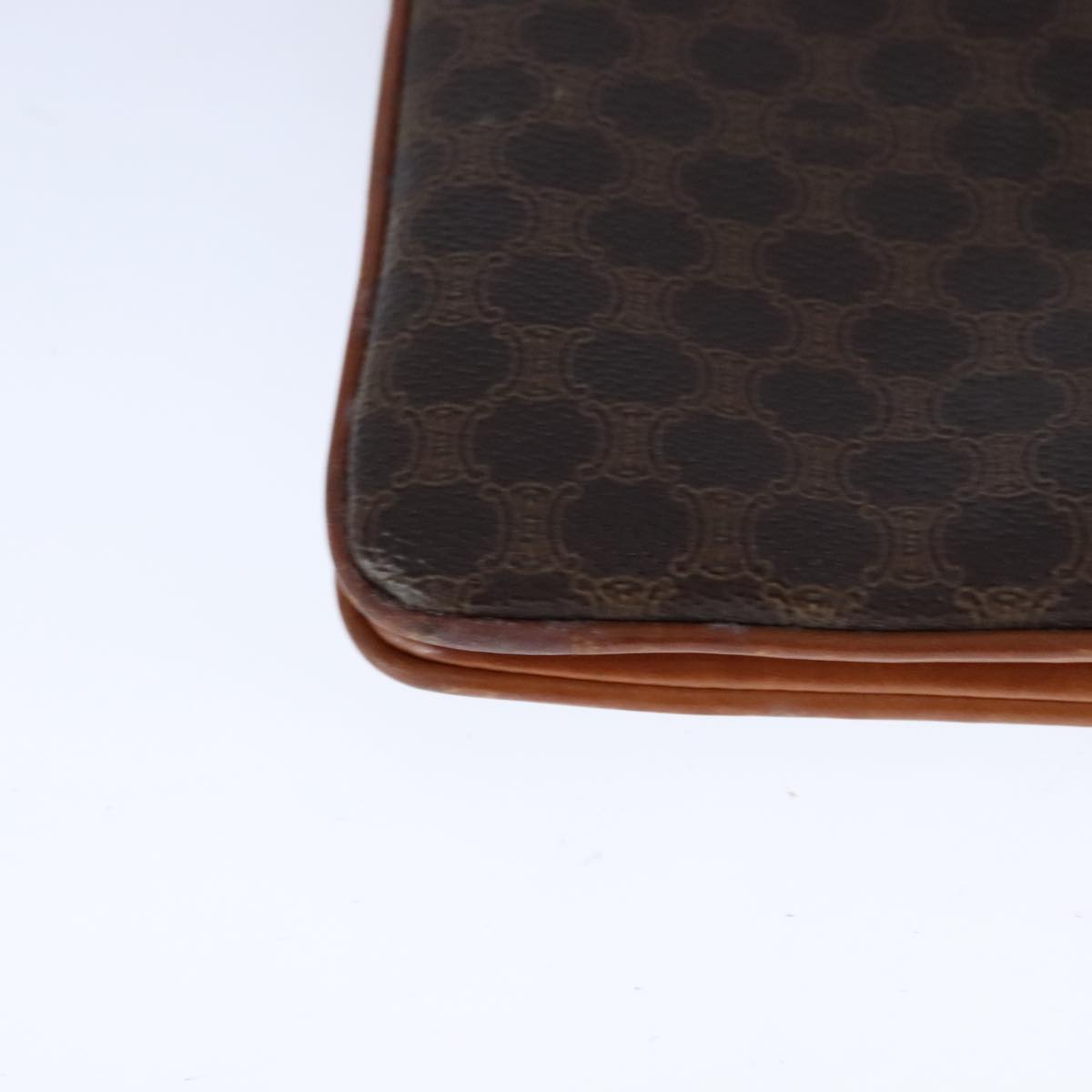 CELINE Macadam Canvas Shoulder Bag PVC Leather Brown Auth 110008