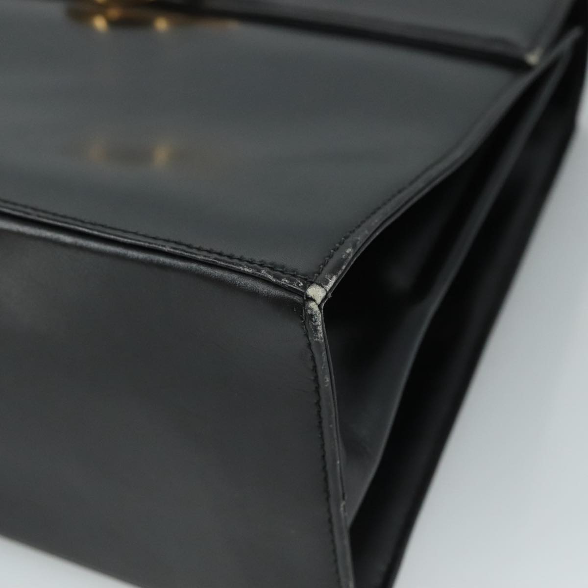 Salvatore Ferragamo Gancini Hand Bag Leather Black Gold Auth 110014