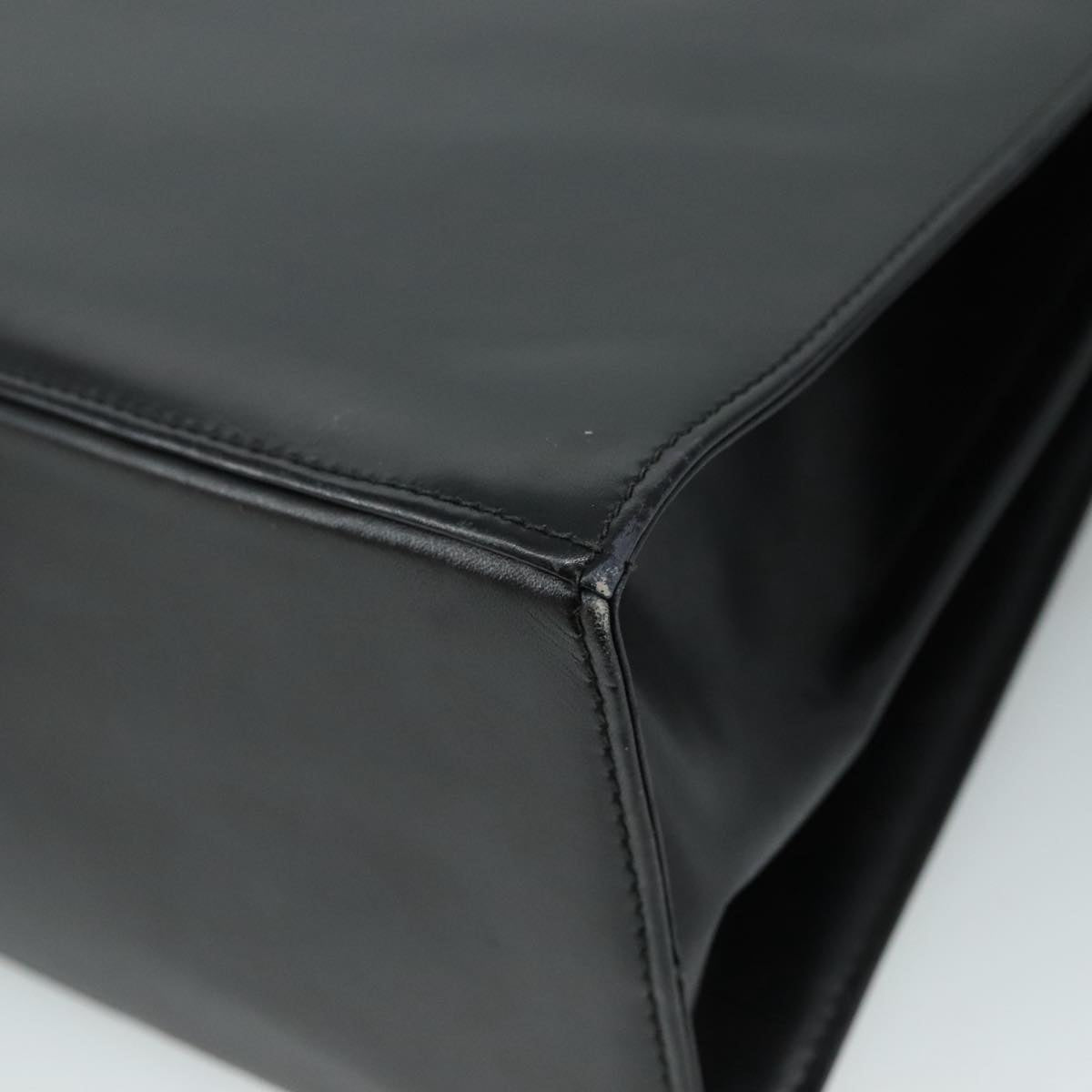 Salvatore Ferragamo Gancini Hand Bag Leather Black Gold Auth 110014