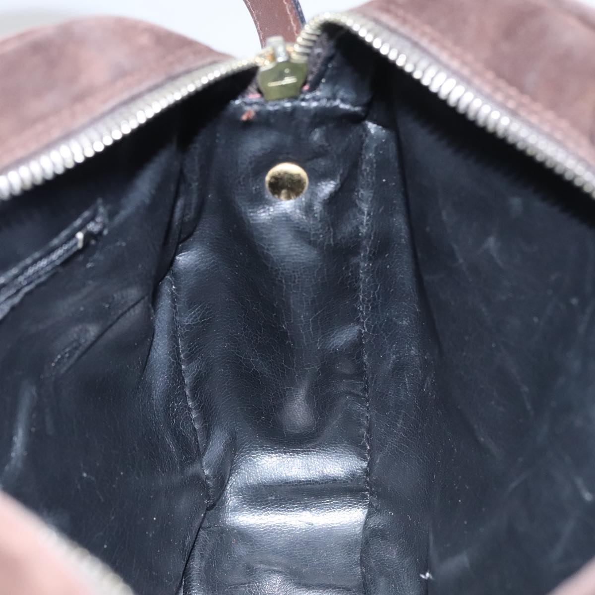 Salvatore Ferragamo Gancini Shoulder Bag Suede Brown Gold Auth 110015