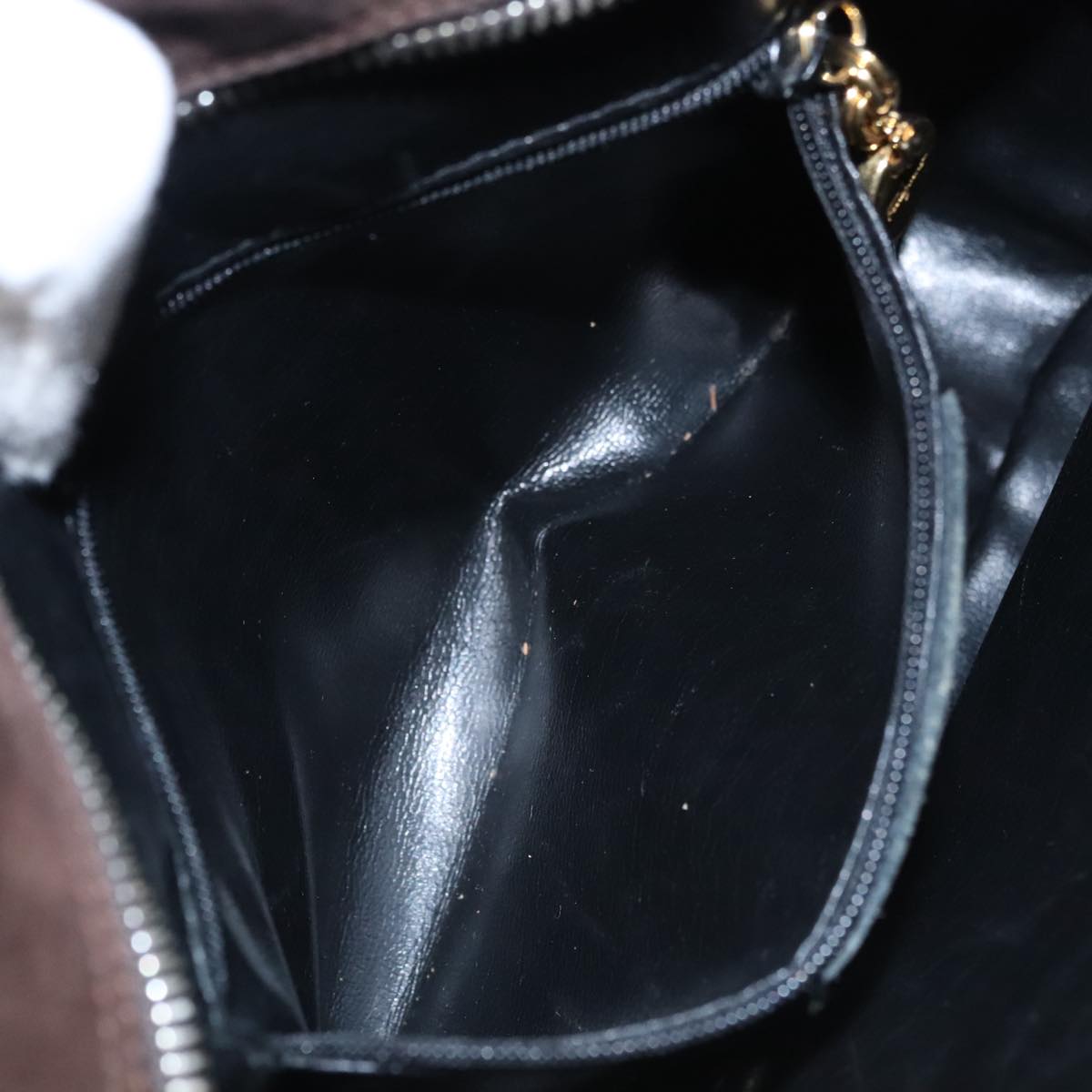 Salvatore Ferragamo Gancini Shoulder Bag Suede Brown Gold Auth 110015