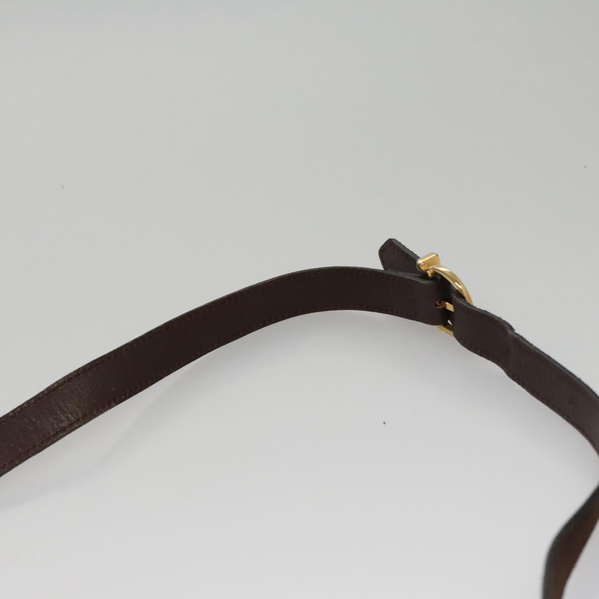 Salvatore Ferragamo Gancini Shoulder Bag Suede Brown Gold Auth 110015