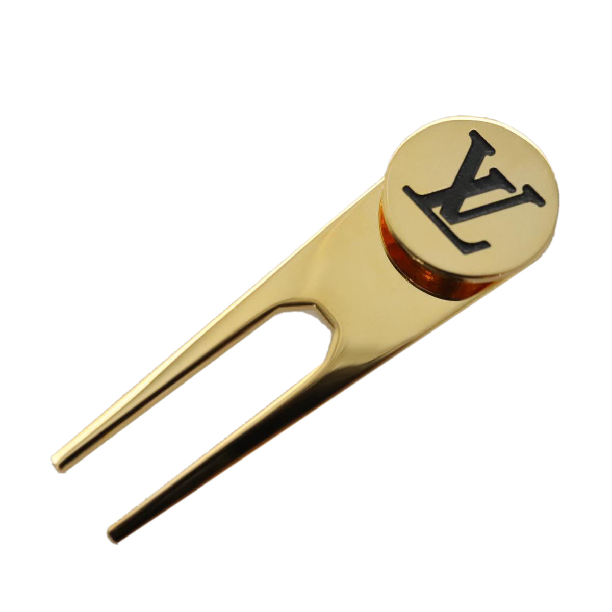 LOUIS VUITTON Golf Pin metal Gold LV Auth 110017
