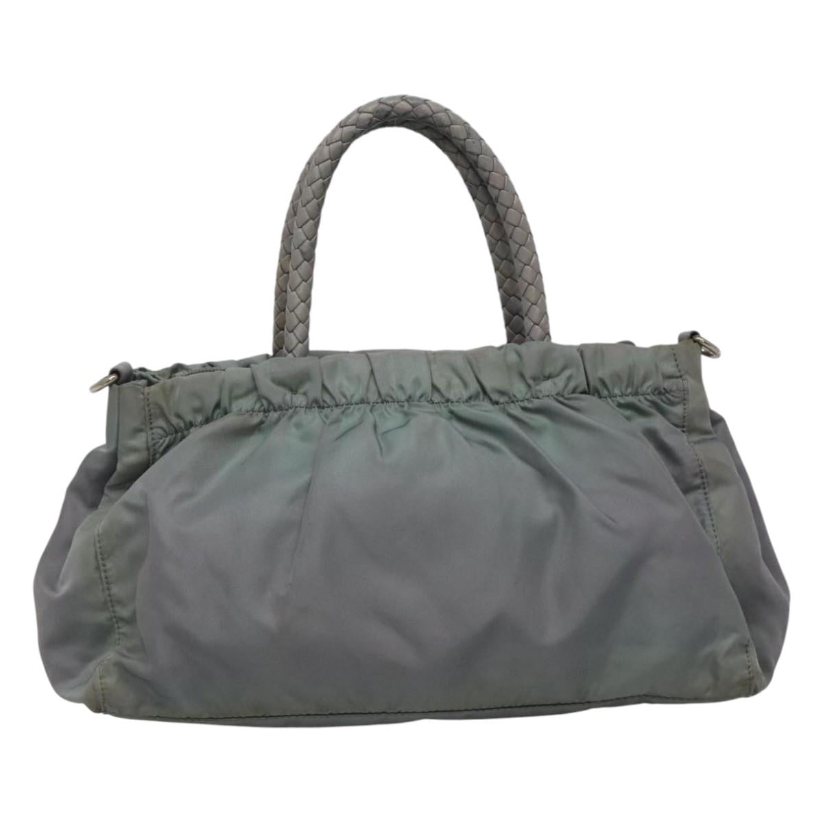 PRADA Hand Bag Nylon 2way Gray Auth 110159
