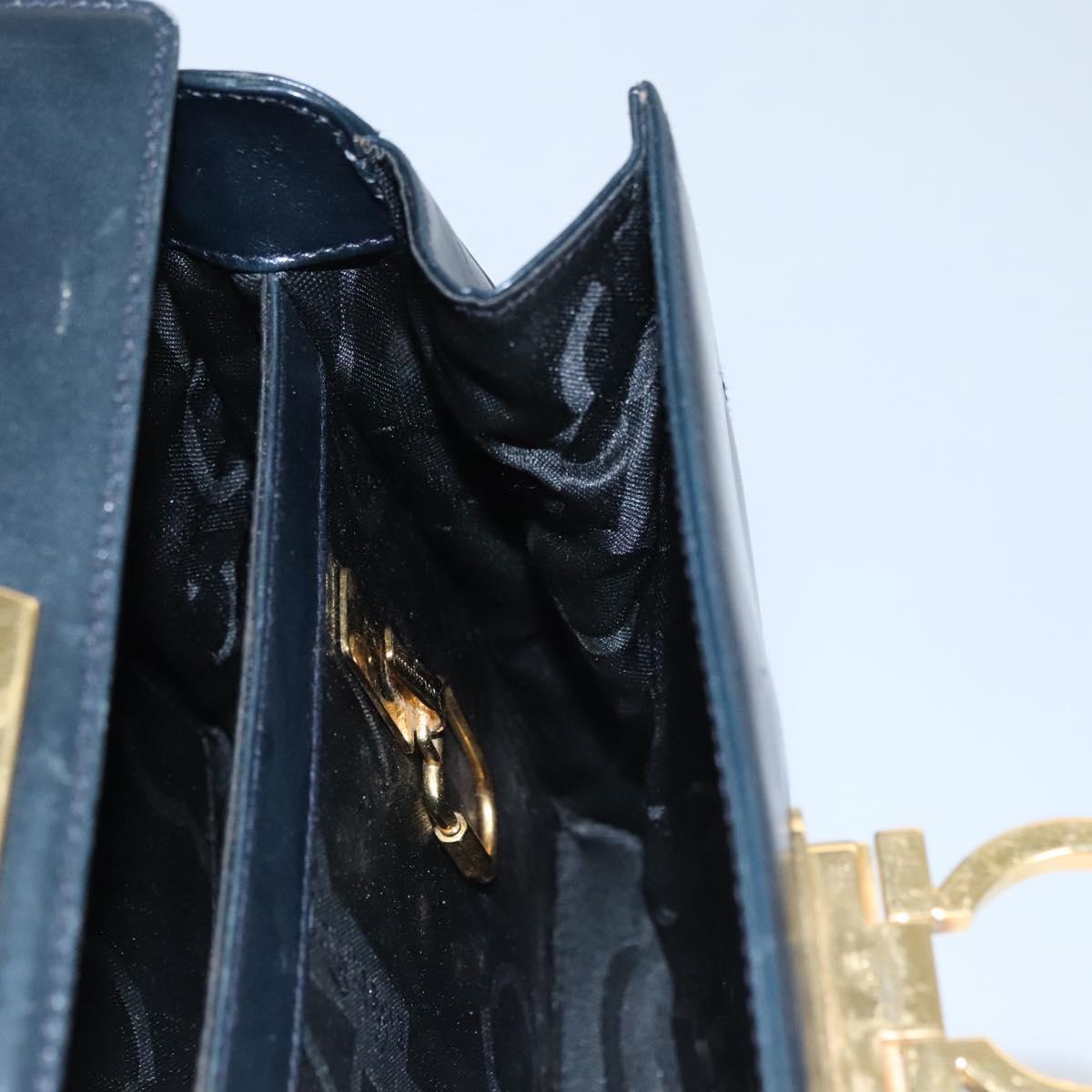 Salvatore Ferragamo Gancini Hand Bag Leather 2way Black Auth 110168