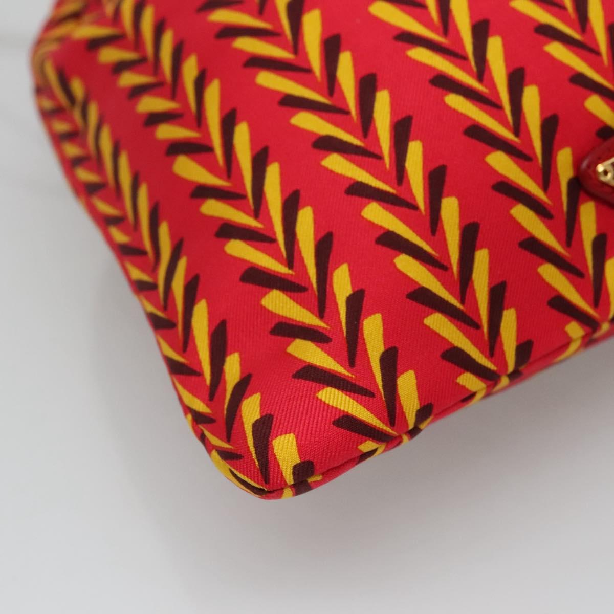 PRADA Pouch Silk Red Yellow Auth 110192V