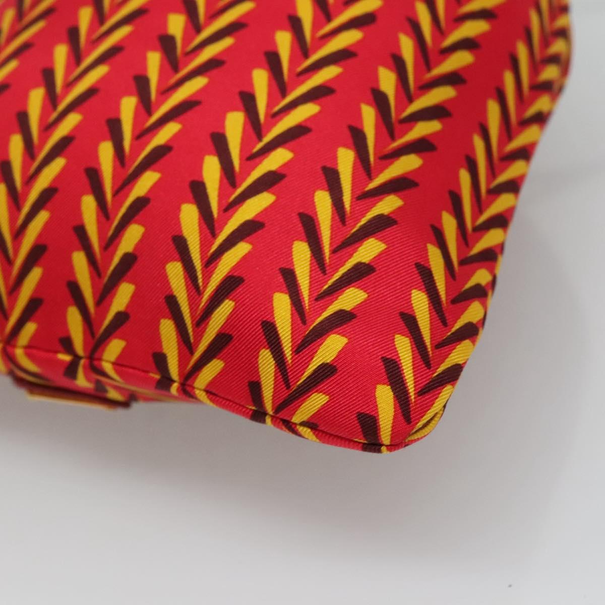 PRADA Pouch Silk Red Yellow Auth 110192V