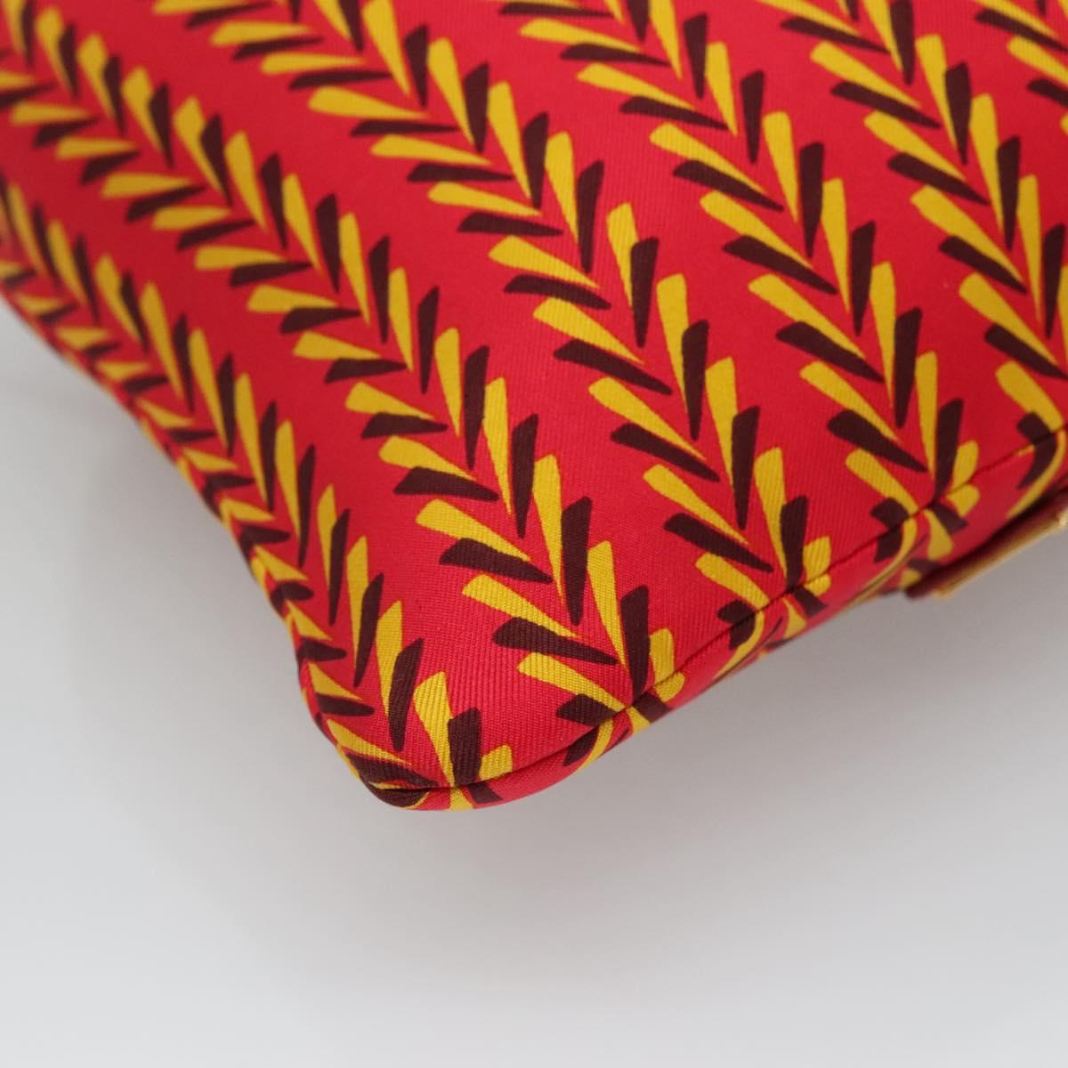 PRADA Pouch Silk Red Yellow Auth 110192V