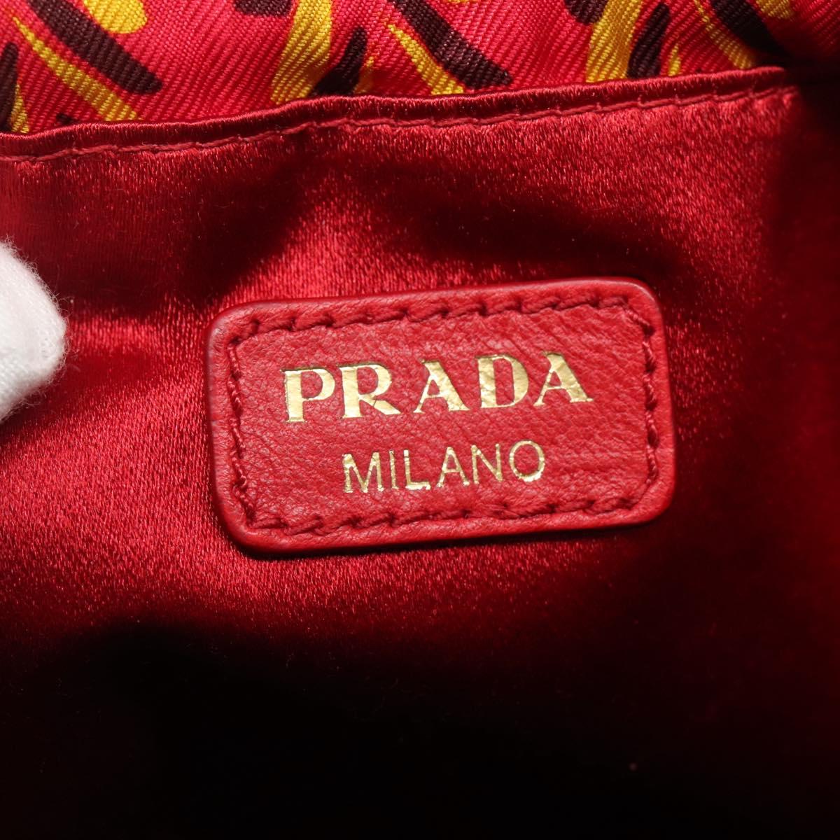PRADA Pouch Silk Red Yellow Auth 110192V