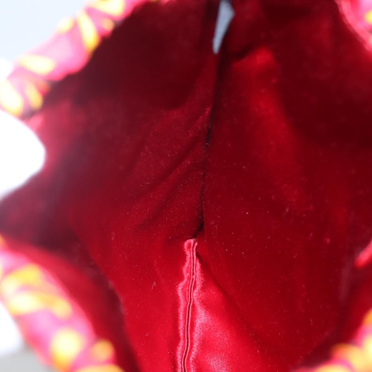 PRADA Pouch Silk Red Yellow Auth 110192V