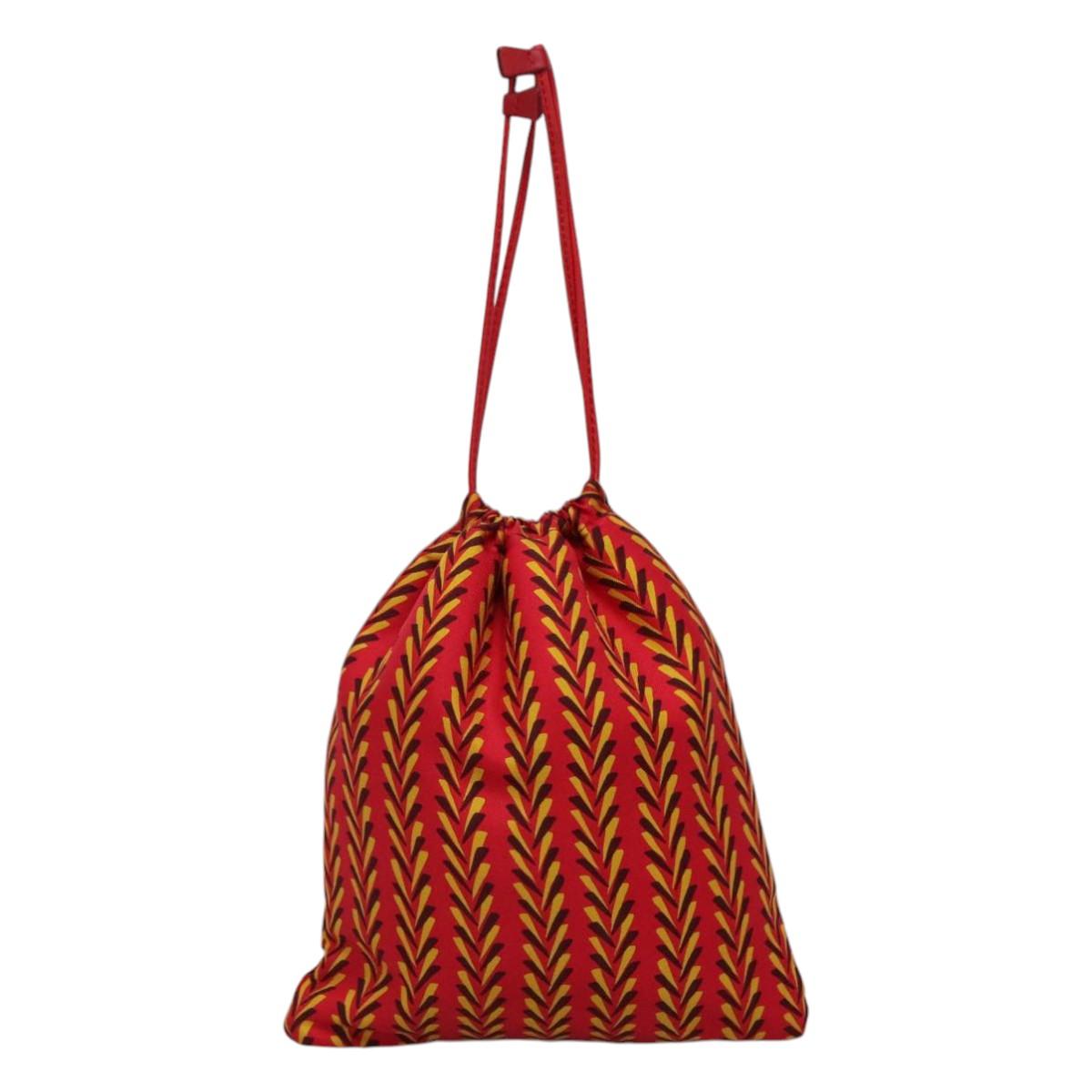 PRADA Pouch Silk Red Yellow Auth 110192V