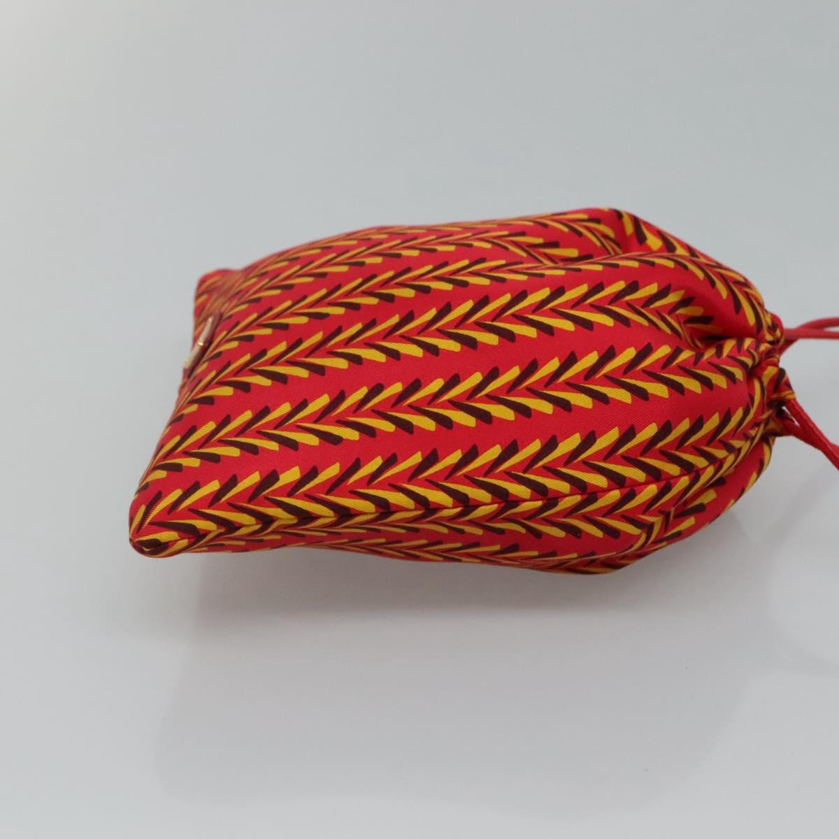 PRADA Pouch Silk Red Yellow Auth 110192V