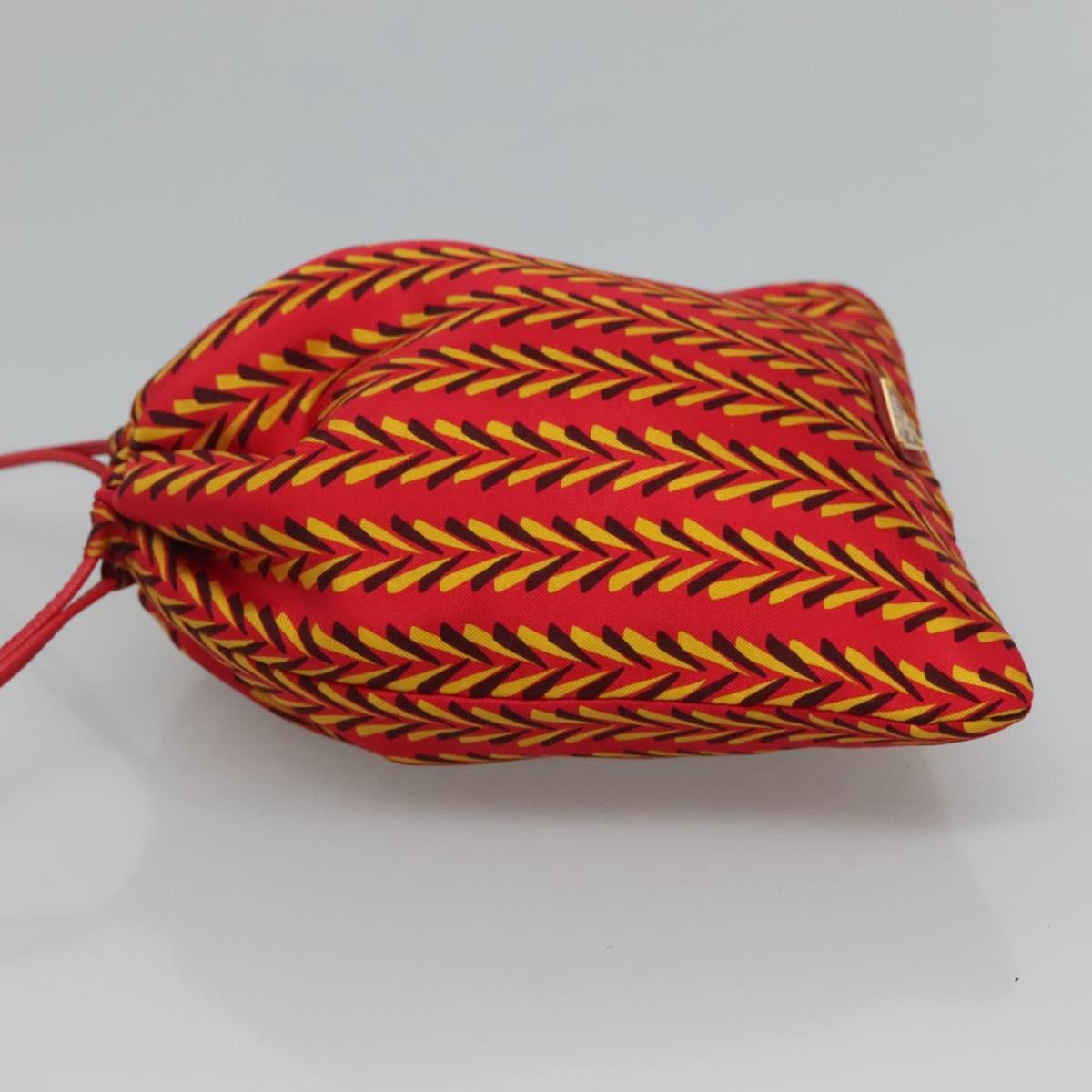 PRADA Pouch Silk Red Yellow Auth 110192V