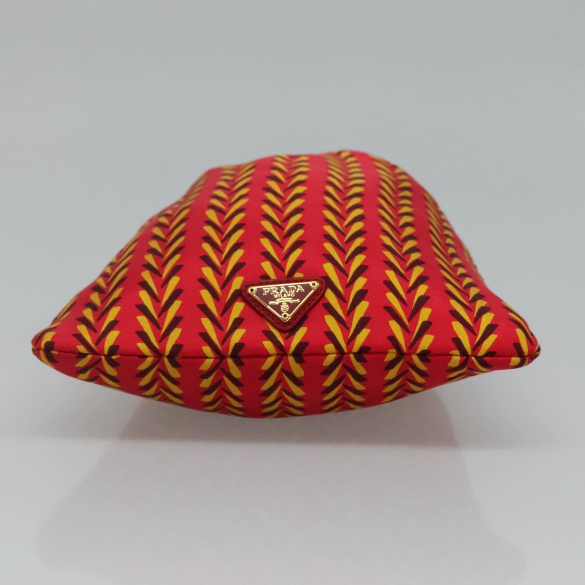 PRADA Pouch Silk Red Yellow Auth 110192V