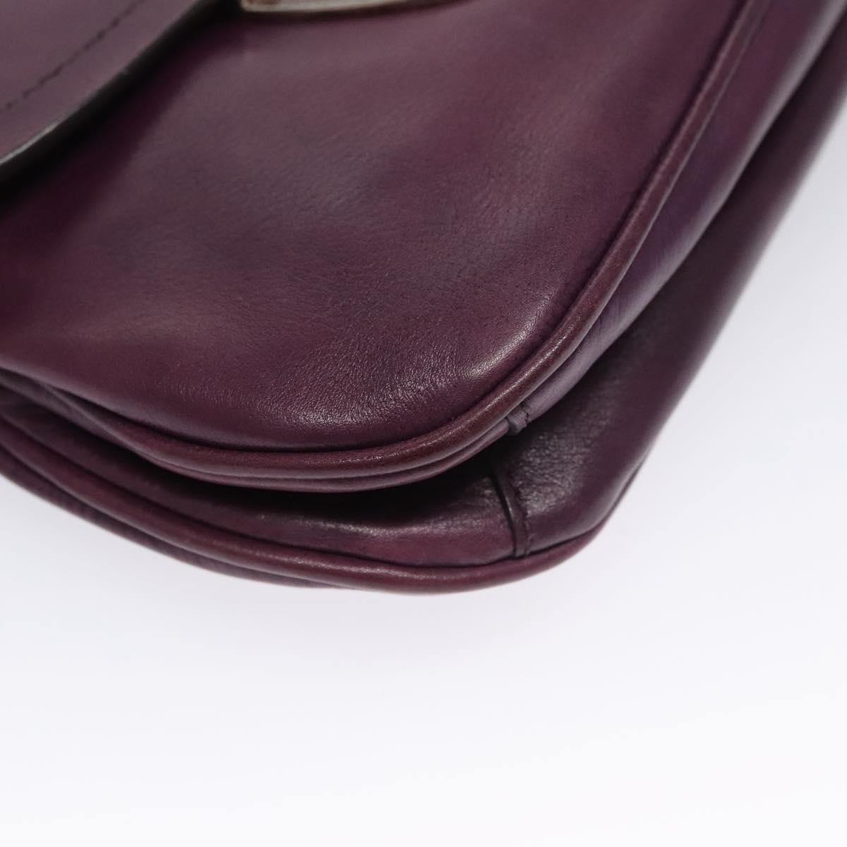 PRADA Chain Shoulder Bag Leather Purple Auth 110200