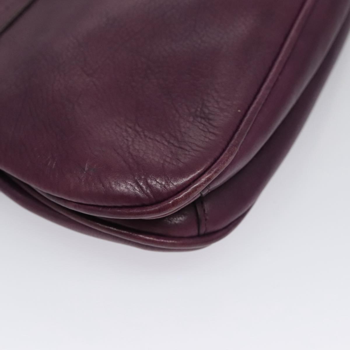 PRADA Chain Shoulder Bag Leather Purple Auth 110200