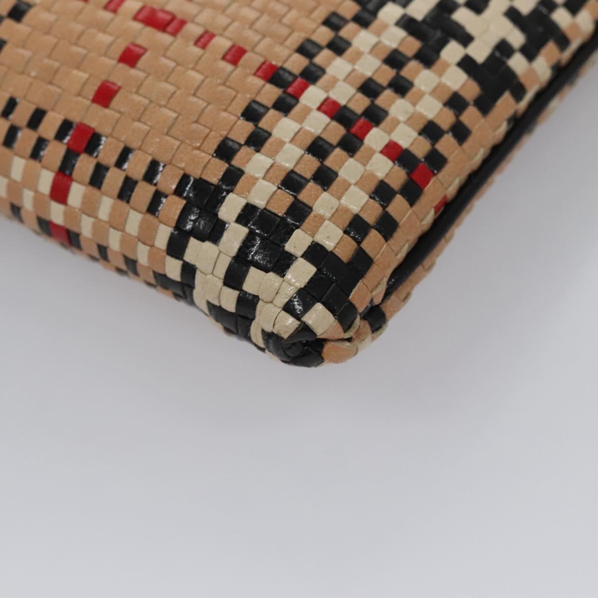 BURBERRY Blue Label Nova Check Hand Bag Leather Beige Auth 110204