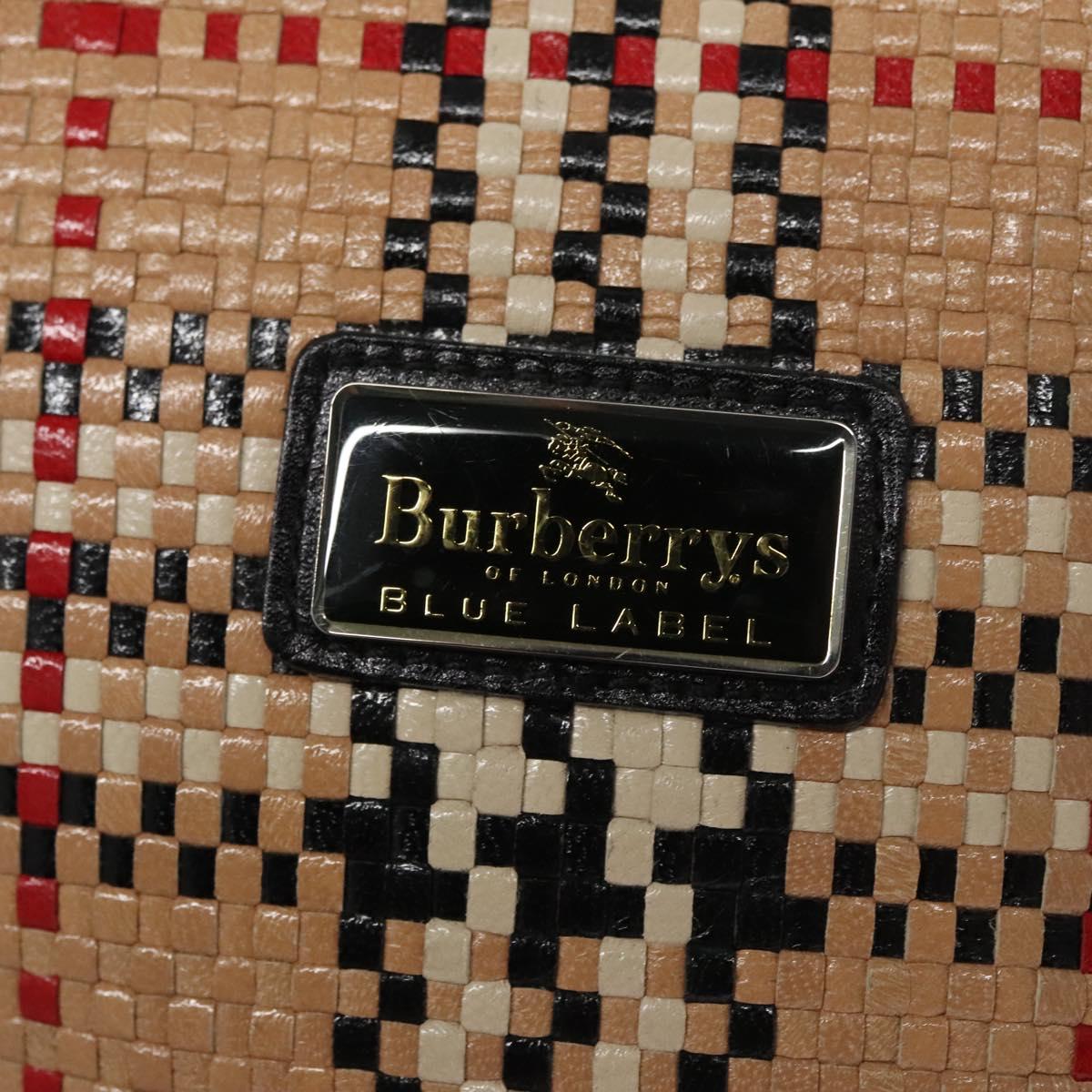 BURBERRY Blue Label Nova Check Hand Bag Leather Beige Auth 110204