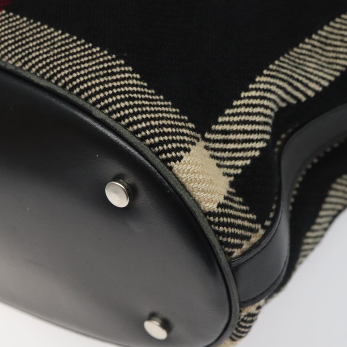 BURBERRY Nova Check Hand Bag Wool Black Auth 110205