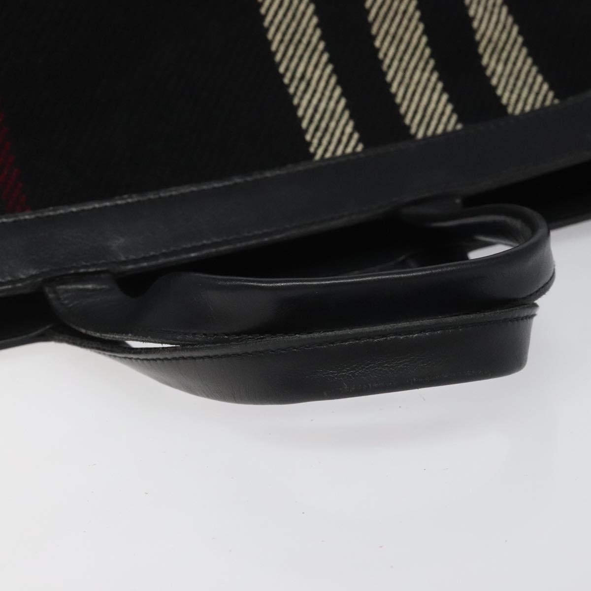 BURBERRY Nova Check Hand Bag Wool Black Auth 110205