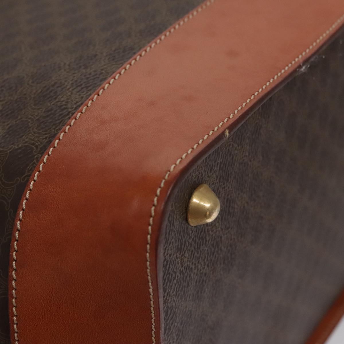 CELINE Macadam Canvas Hand Bag PVC Leather Brown Auth 110210