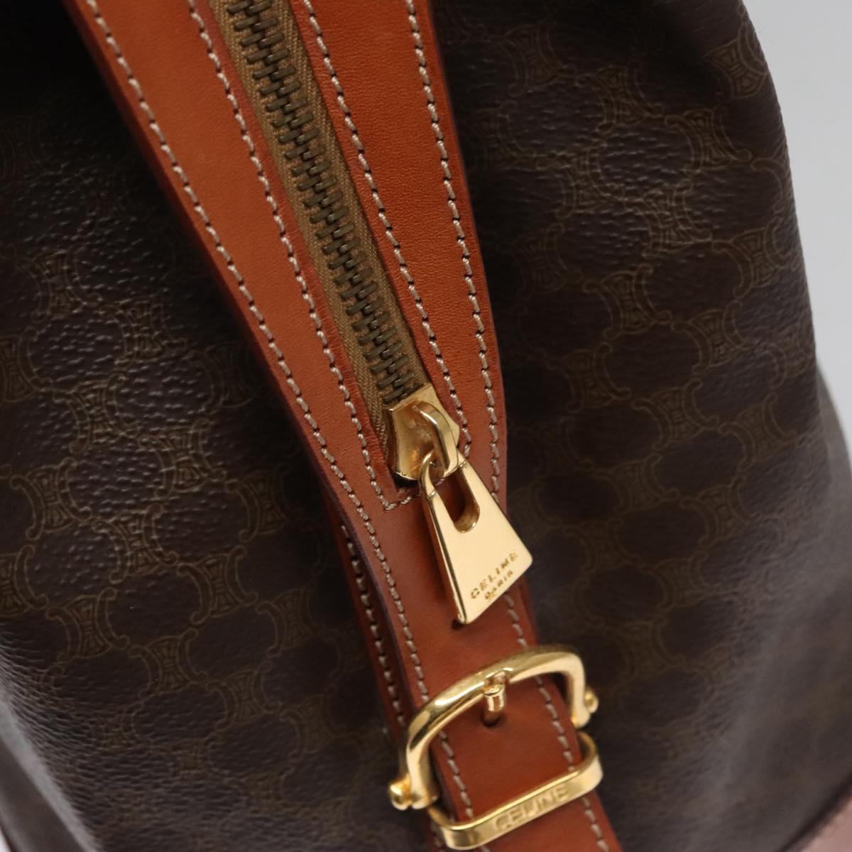 CELINE Macadam Canvas Hand Bag PVC Leather Brown Auth 110210