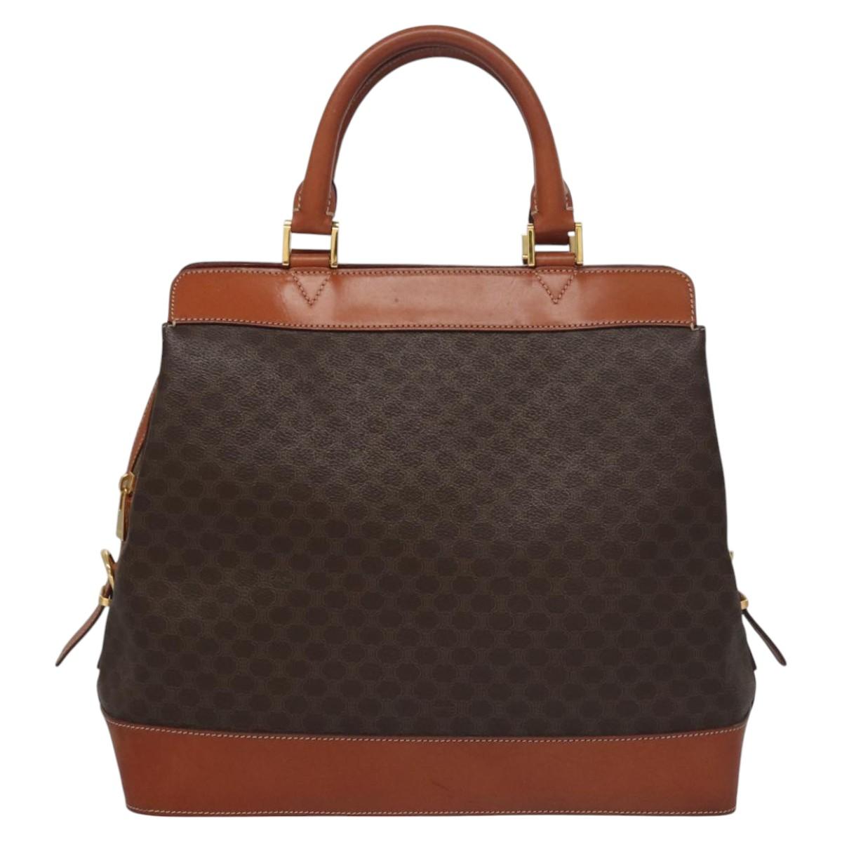 CELINE Macadam Canvas Hand Bag PVC Leather Brown Auth 110210