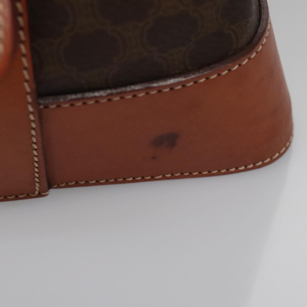 CELINE Macadam Canvas Hand Bag PVC Leather Brown Auth 110210