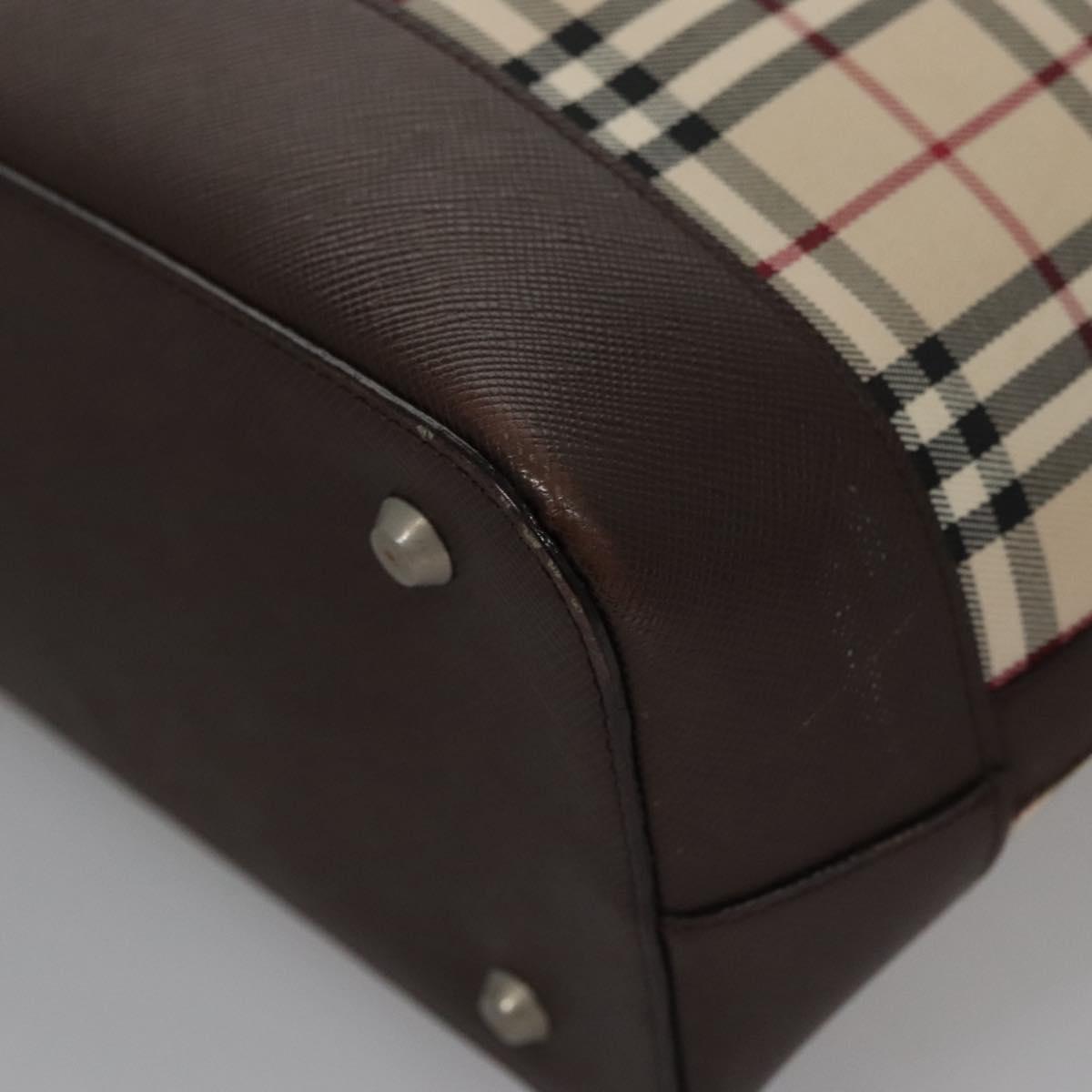 BURBERRY Nova Check Hand Bag Canvas Beige Auth 110211