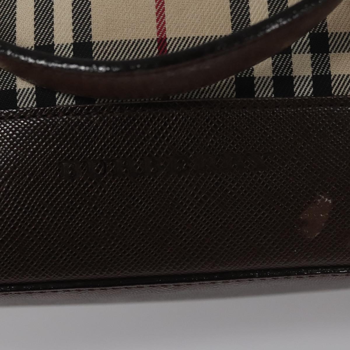 BURBERRY Nova Check Hand Bag Canvas Beige Auth 110211