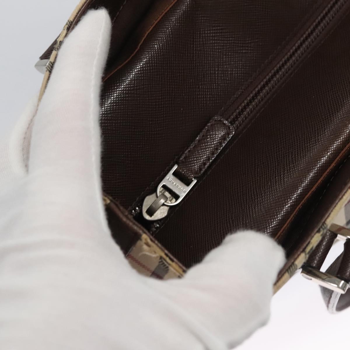 BURBERRY Nova Check Hand Bag Canvas Beige Auth 110211