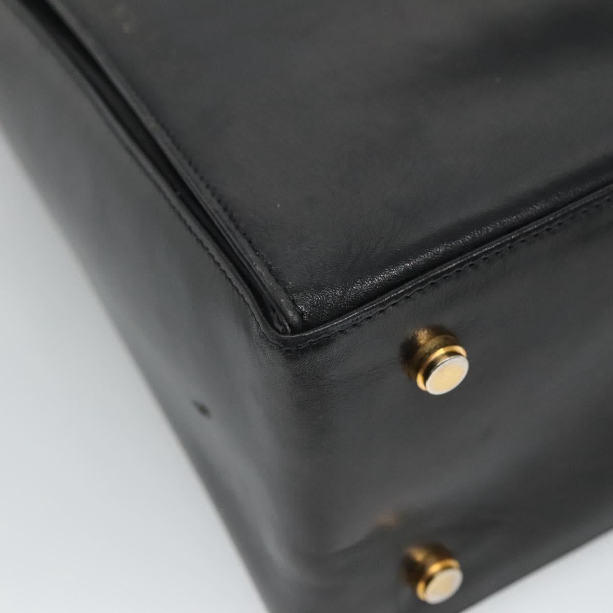 Salvatore Ferragamo Gancini Hand Bag Leather 2way Black Gold Auth 110218