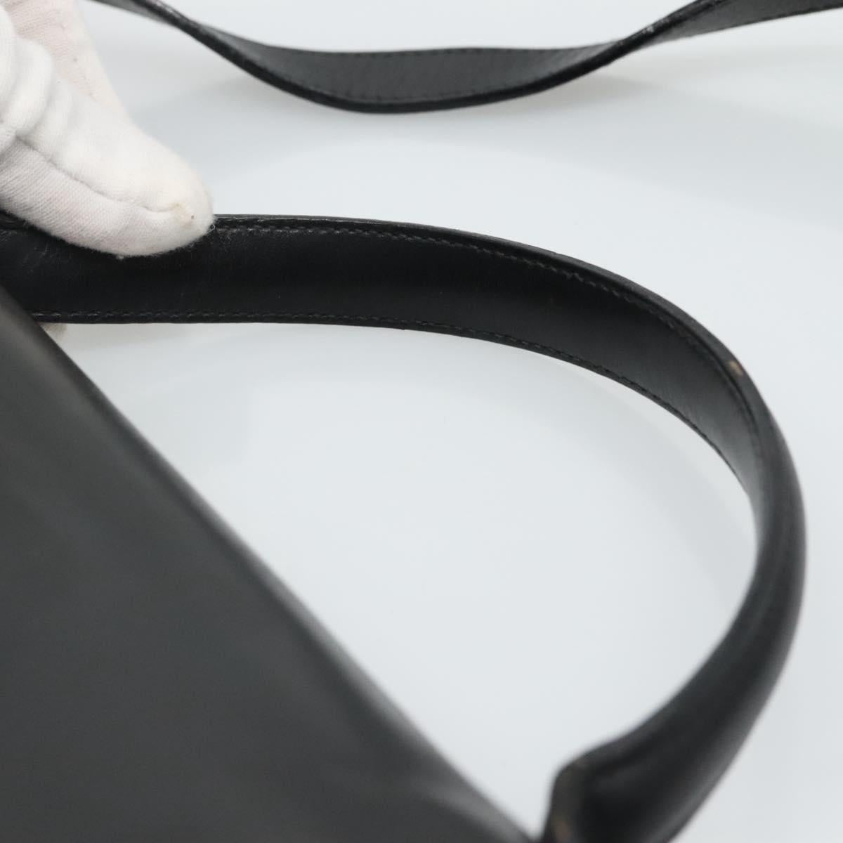 Salvatore Ferragamo Gancini Hand Bag Leather 2way Black Gold Auth 110218