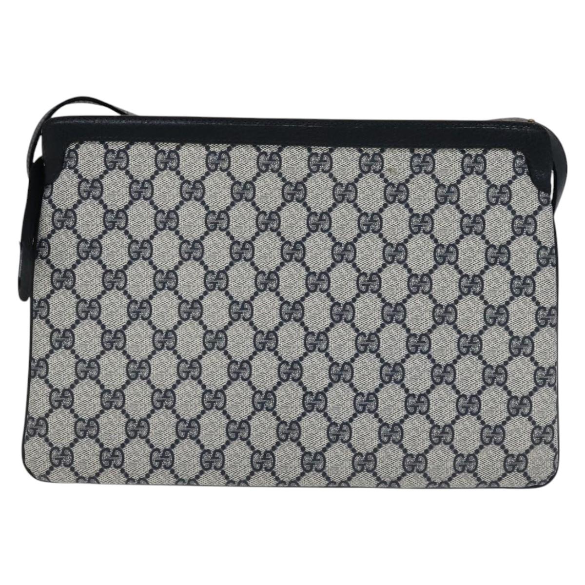 GUCCI GG Supreme Sherry Line Shoulder Bag PVC Navy Red 41 02 013 Auth 110219