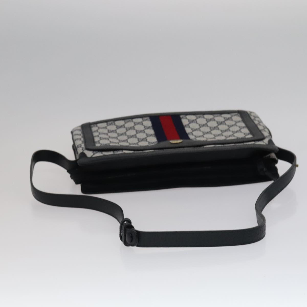 GUCCI GG Supreme Sherry Line Shoulder Bag PVC Navy Red 41 02 013 Auth 110219