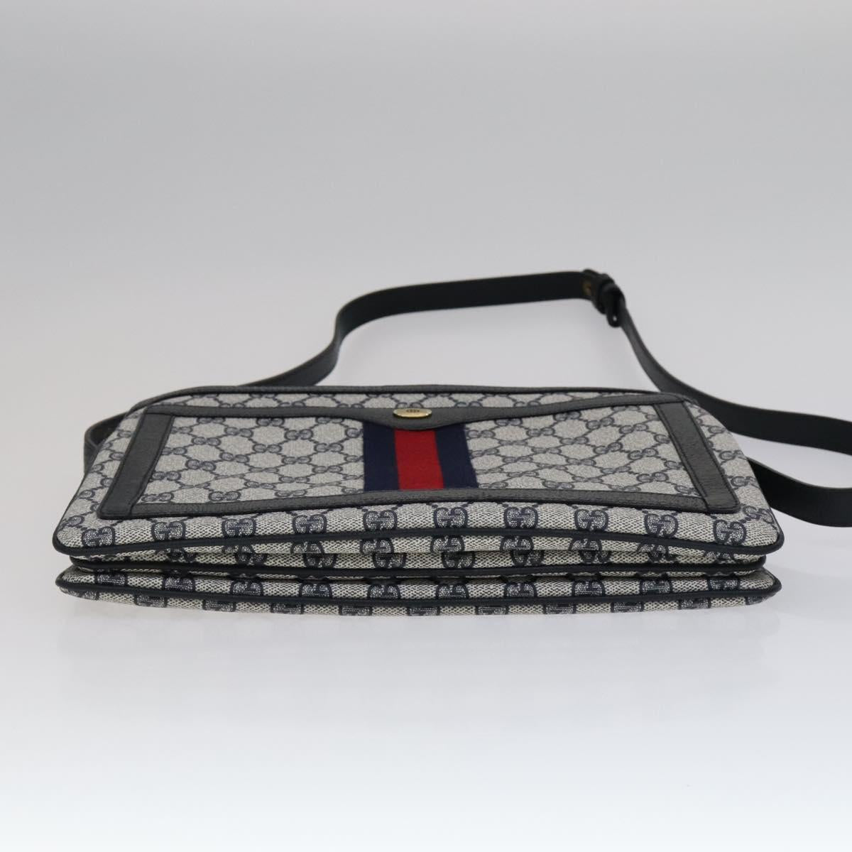 GUCCI GG Supreme Sherry Line Shoulder Bag PVC Navy Red 41 02 013 Auth 110219