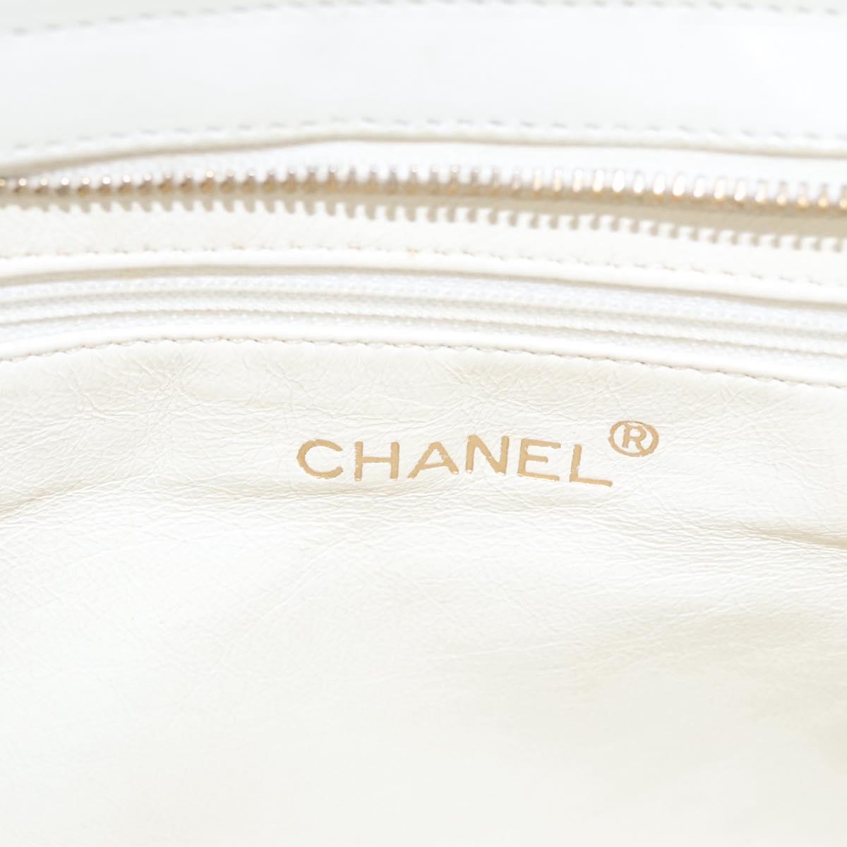 CHANEL Wild Stitch Hand Bag Leather White CC Auth 110221