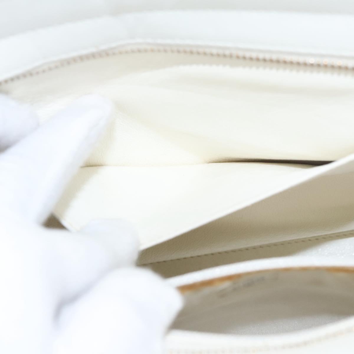 CHANEL Wild Stitch Hand Bag Leather White CC Auth 110221