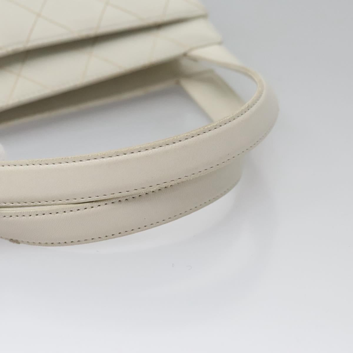 CHANEL Wild Stitch Hand Bag Leather White CC Auth 110221