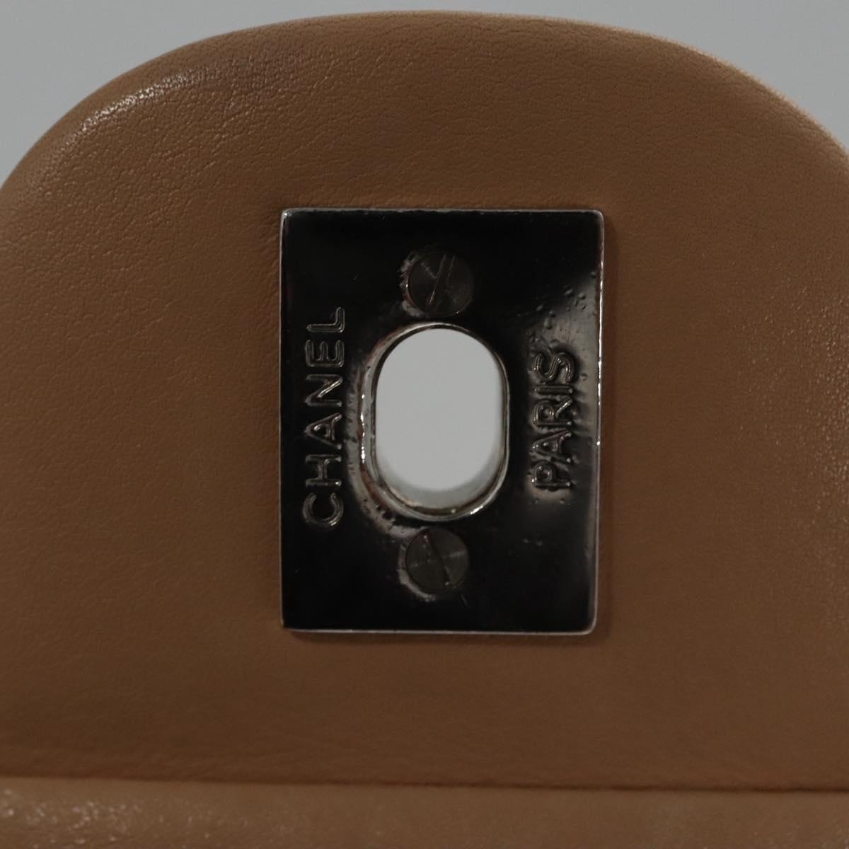 CHANEL Matelasse Cambon Line Shoulder Bag Leather Beige Silver CC Auth 110229A