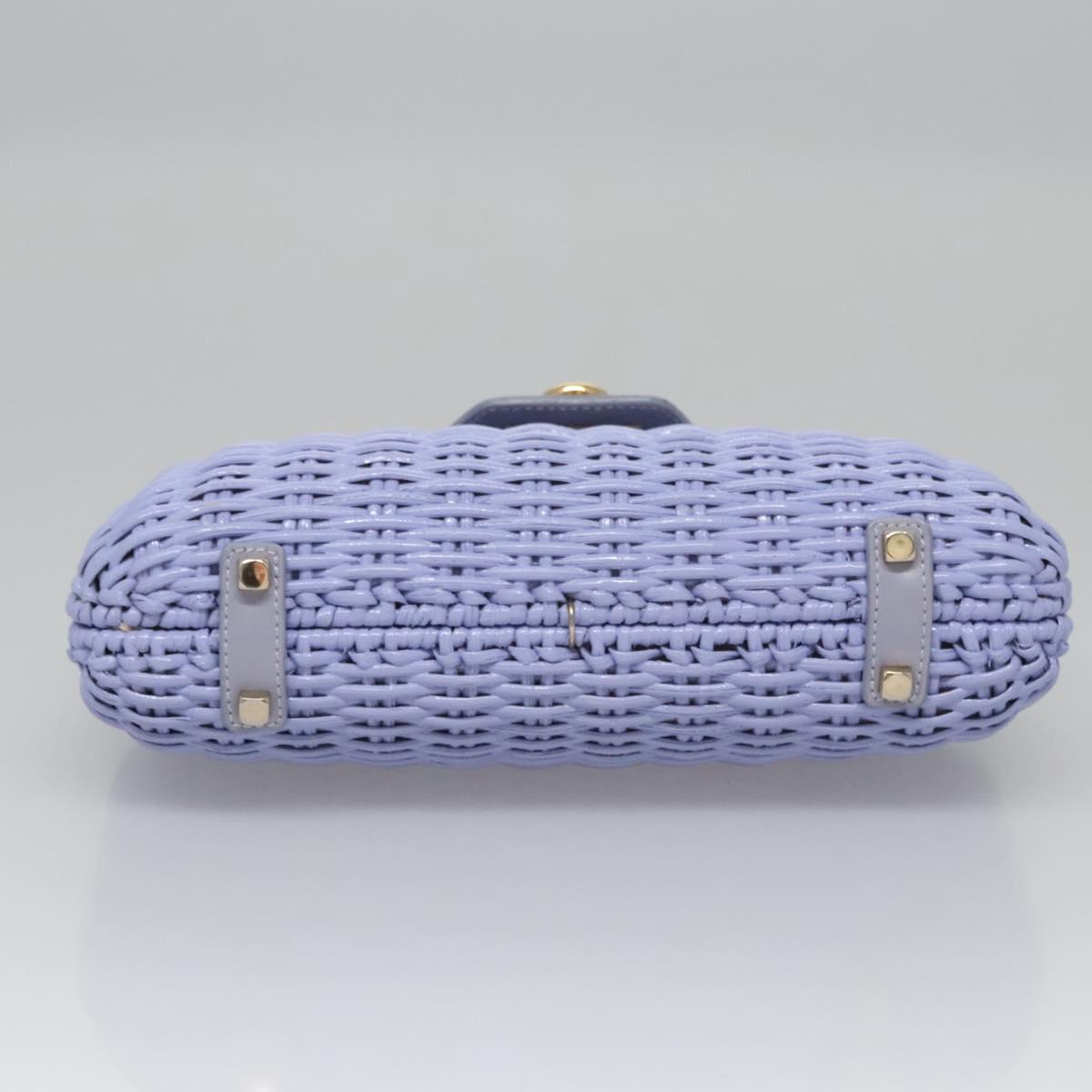 Salvatore Ferragamo Gancini Hand Bag Wicker Purple Gold Auth 110237AM
