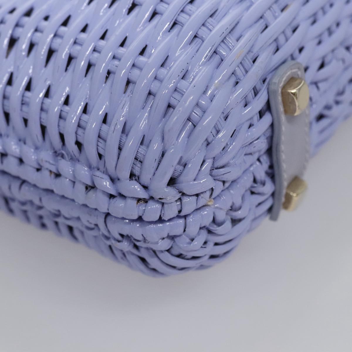 Salvatore Ferragamo Gancini Hand Bag Wicker Purple Gold Auth 110237AM