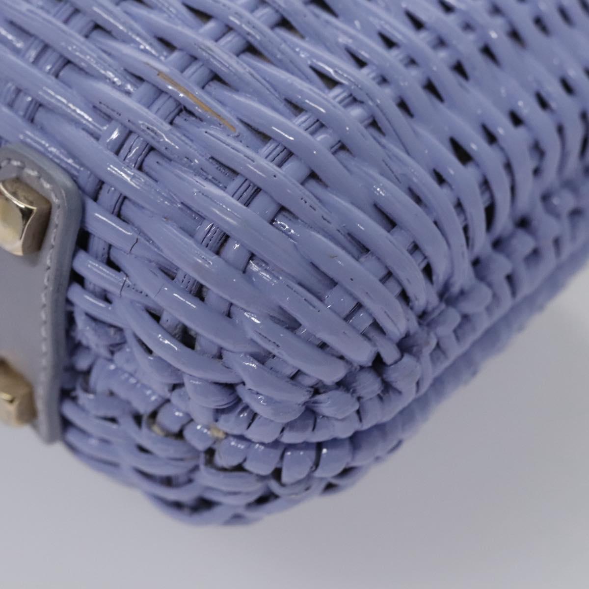 Salvatore Ferragamo Gancini Hand Bag Wicker Purple Gold Auth 110237AM