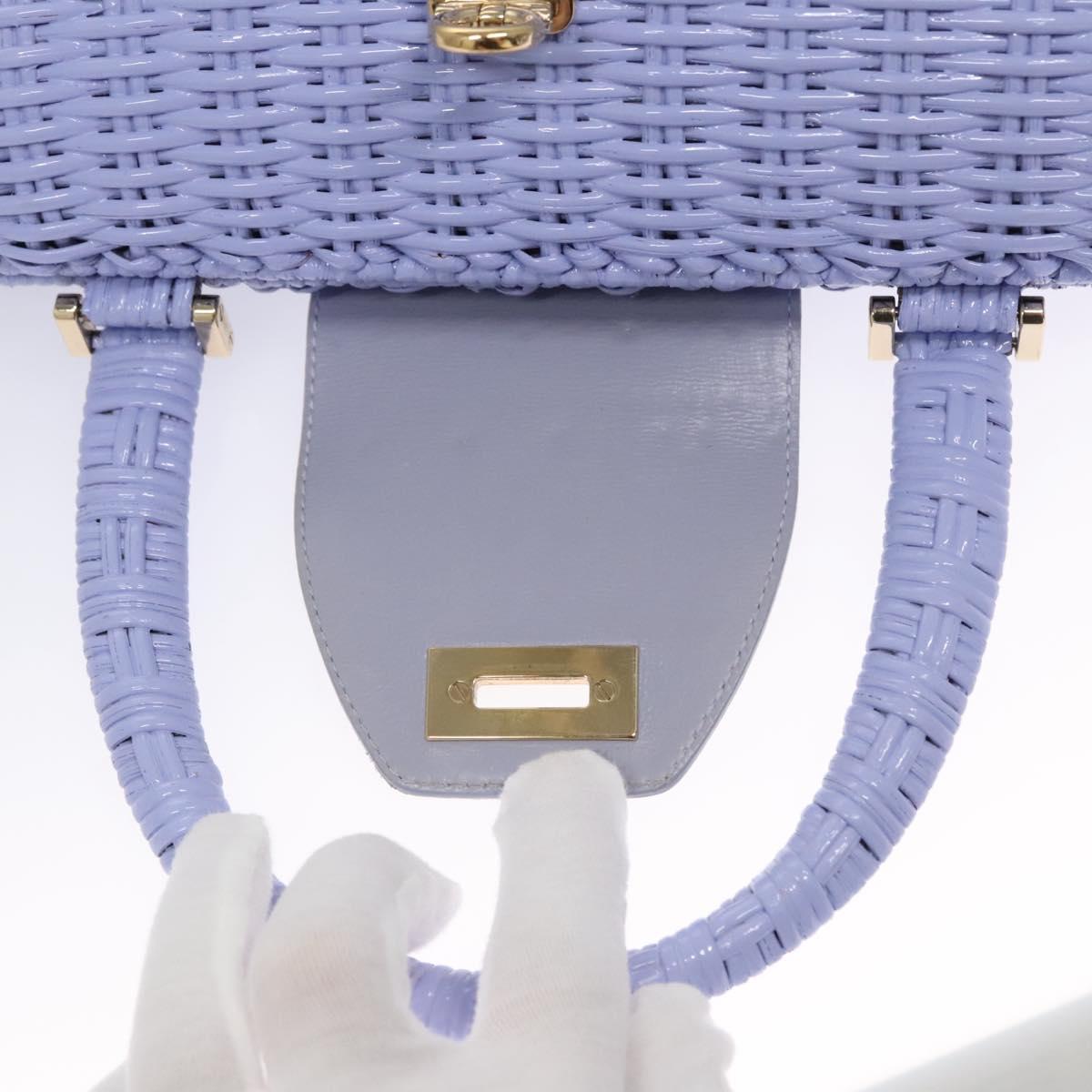 Salvatore Ferragamo Gancini Hand Bag Wicker Purple Gold Auth 110237AM