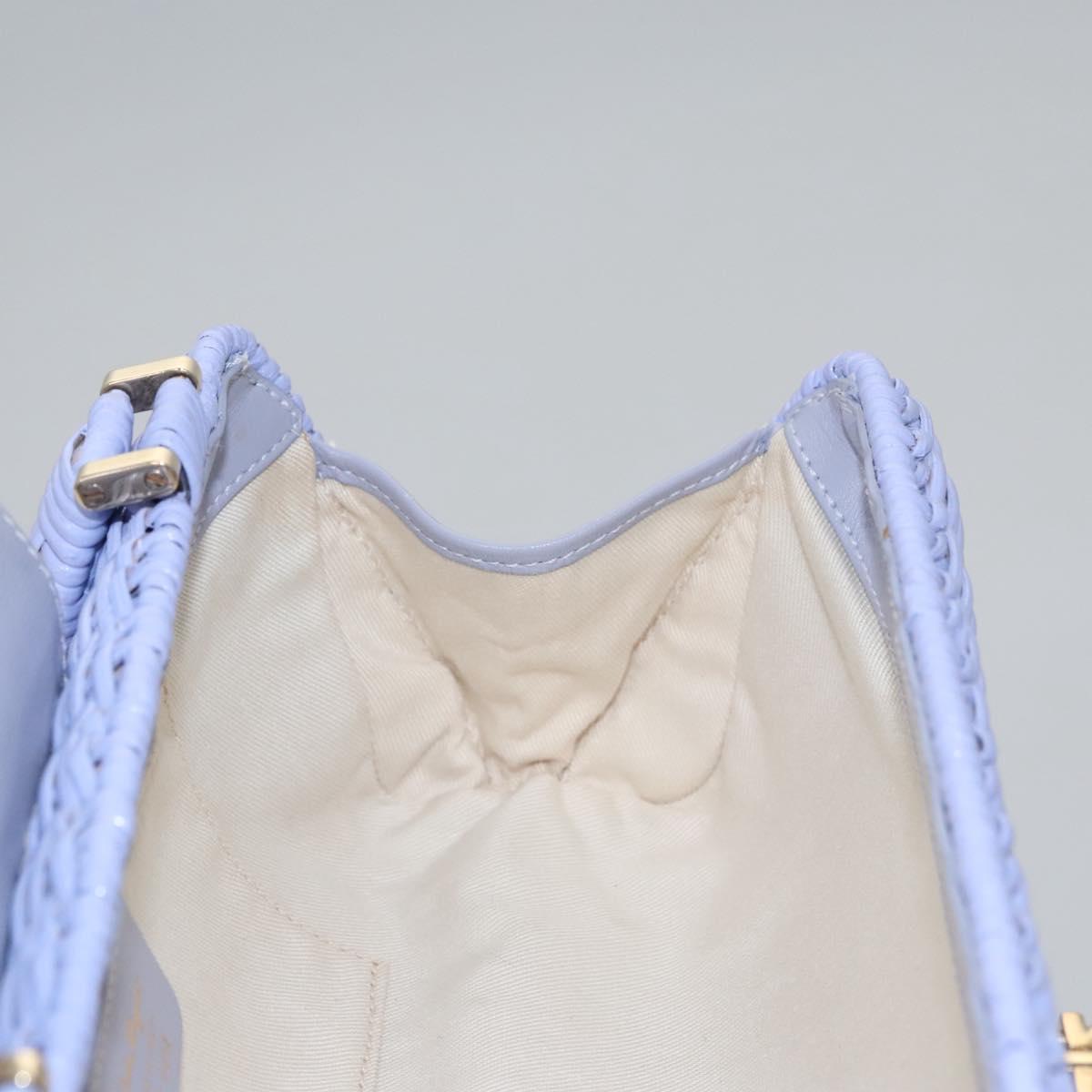 Salvatore Ferragamo Gancini Hand Bag Wicker Purple Gold Auth 110237AM