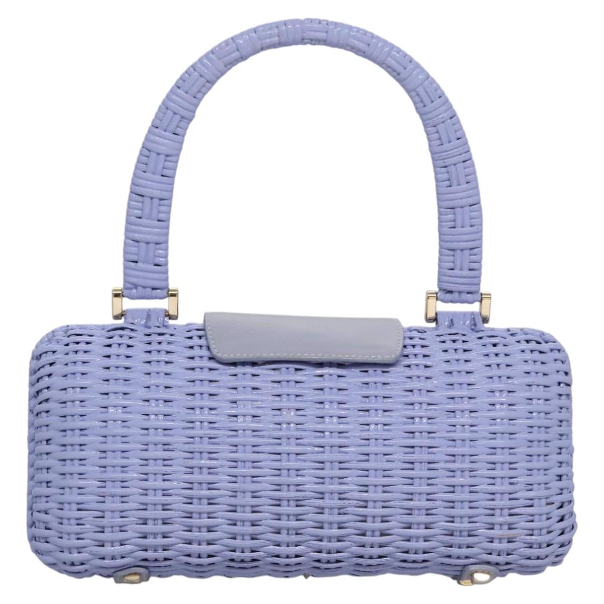 Salvatore Ferragamo Gancini Hand Bag Wicker Purple Gold Auth 110237AM