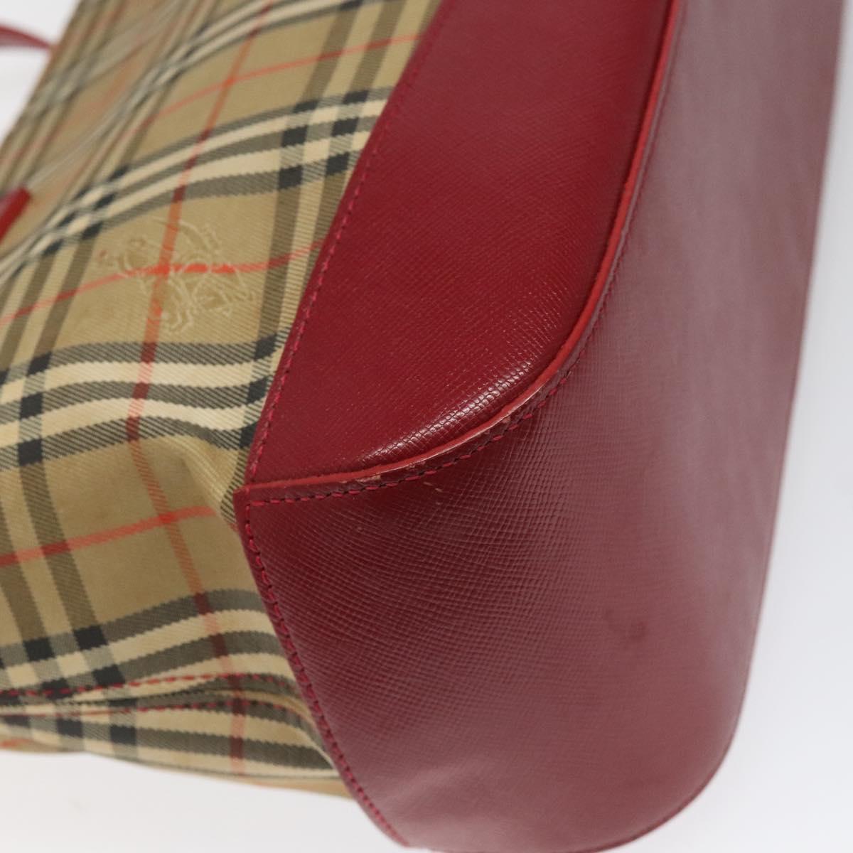 BURBERRY Nova Check Hand Bag Canvas Beige Auth 110238