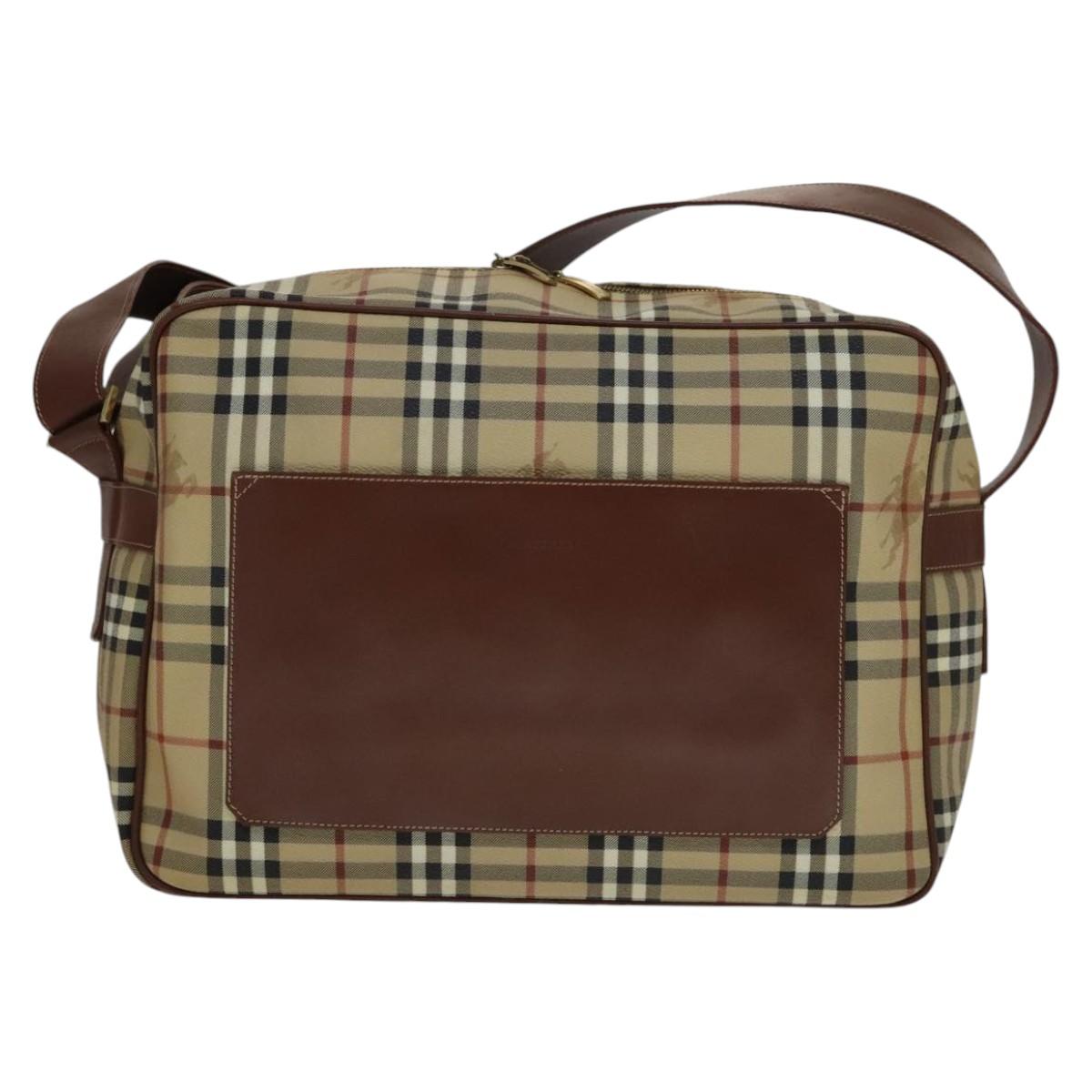 BURBERRY Nova Check Shoulder Bag PVC Beige Auth 110240