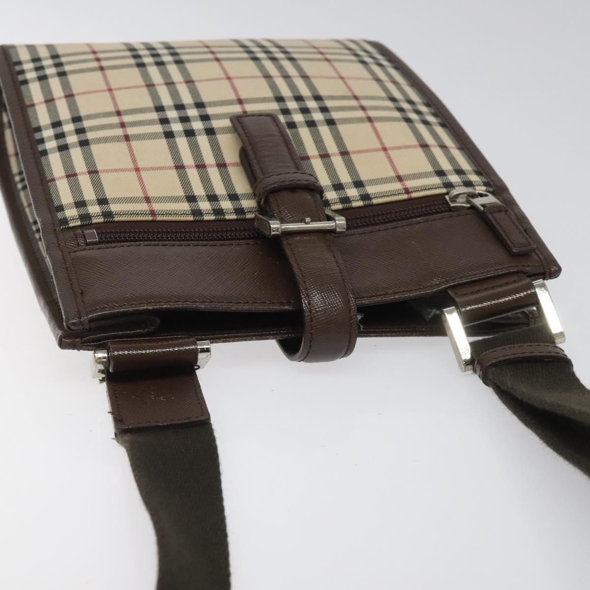 BURBERRY Nova Check Shoulder Bag Canvas Beige Auth 110242