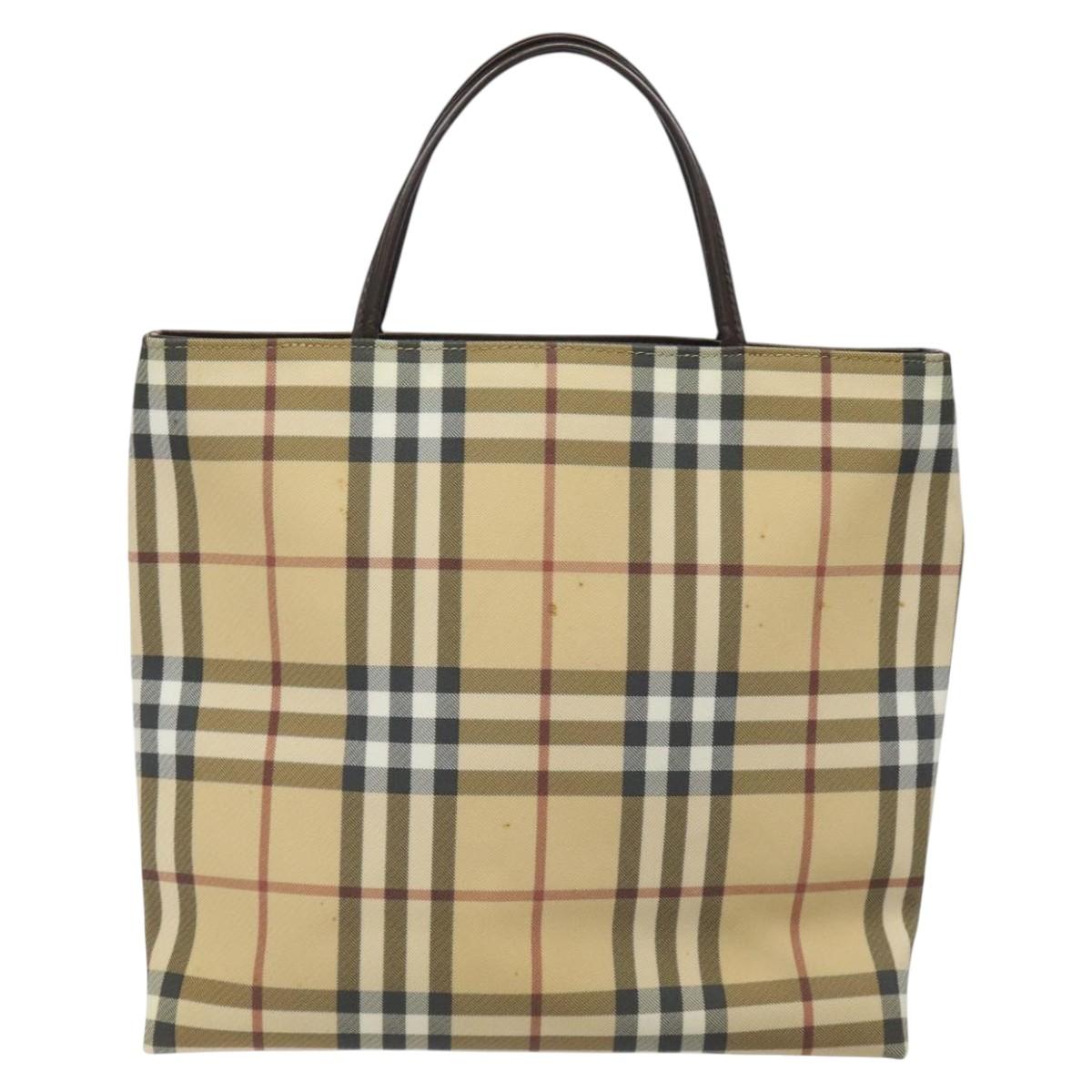 BURBERRY Nova Check Hand Bag PVC Beige Auth 110244